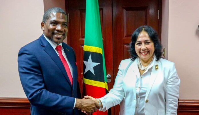 St Kitts and Nevis PM Terrance Drew welcomes Switzerland's Ambassador
