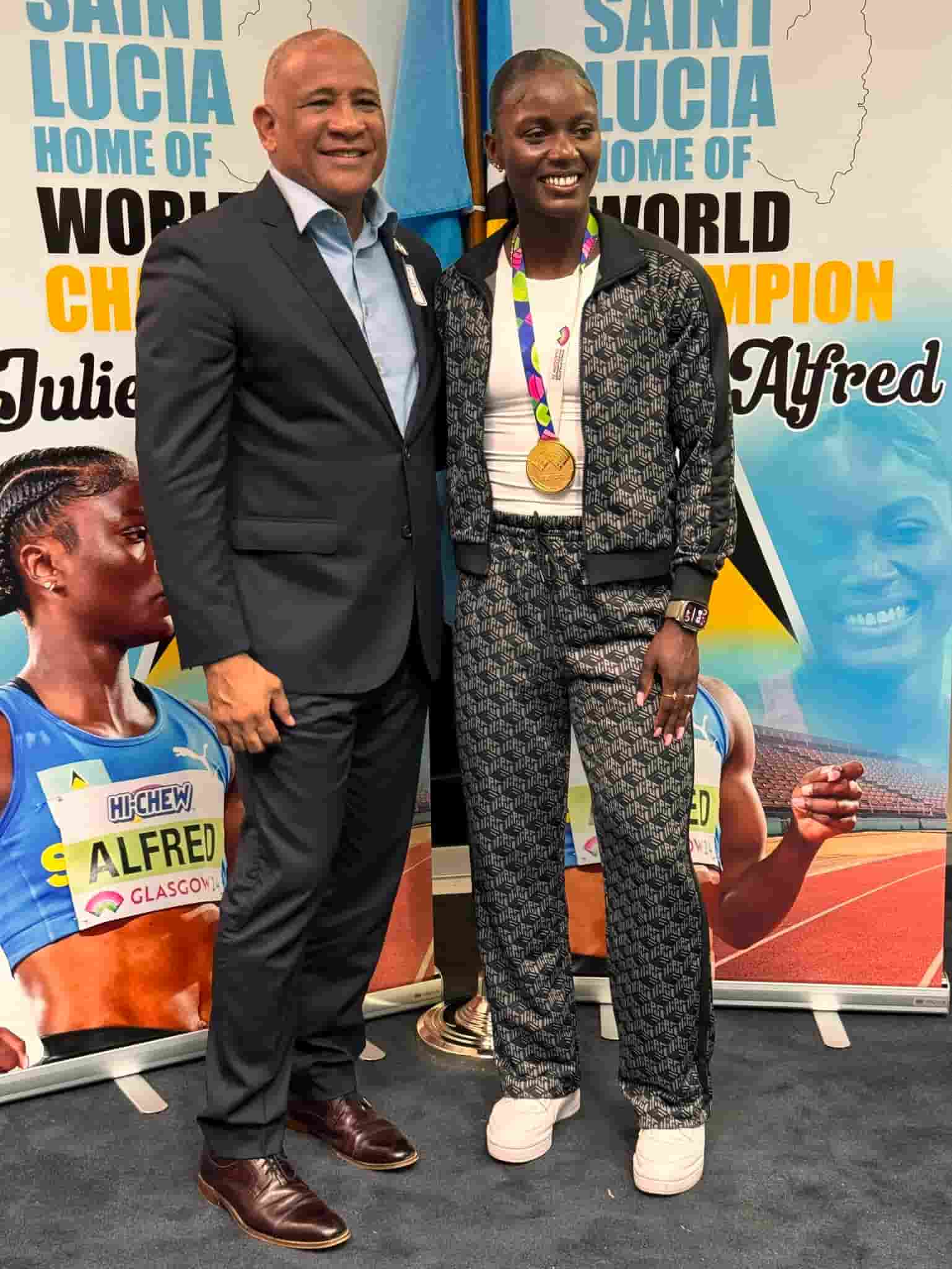 DY PM Ernest Hilaire proudly welcomes Saint Lucian athlete Julien Alfred