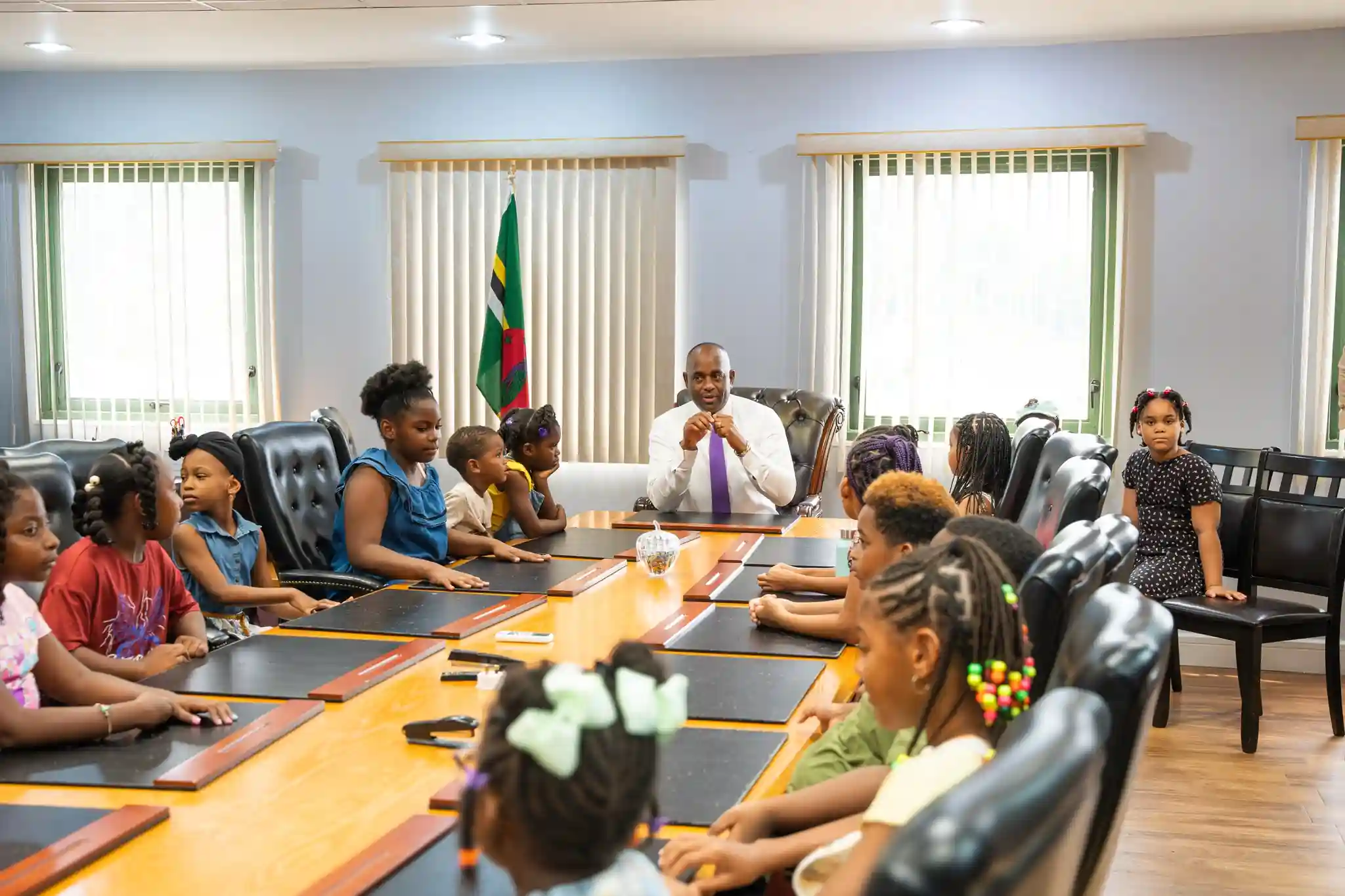 Dominica: PM Skerrit meets children attending Roseau Summer camp
