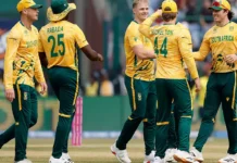 South Africa Maintain Perfect Record With Dominant Win Over UAE Dewald Brevis plays aggressive shot as South Africa chase modest UAE total during T20 World Cup group stage encounter